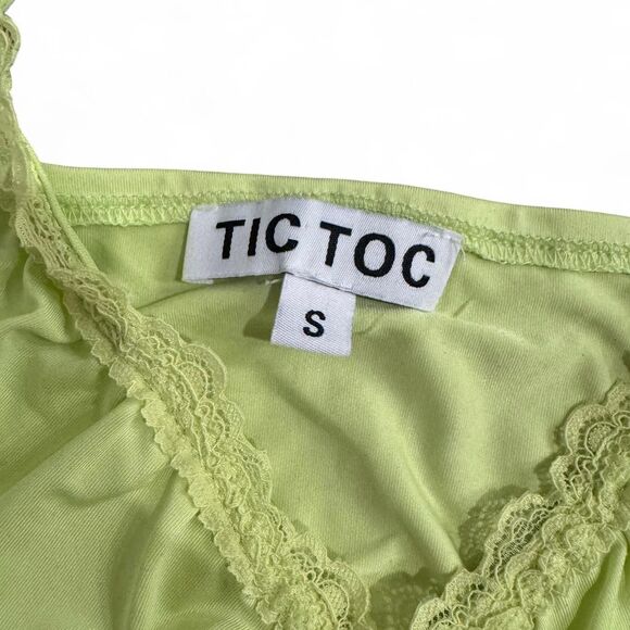TIC TOC Women's Green and Yellow Crop-top - Picture 3 of 3